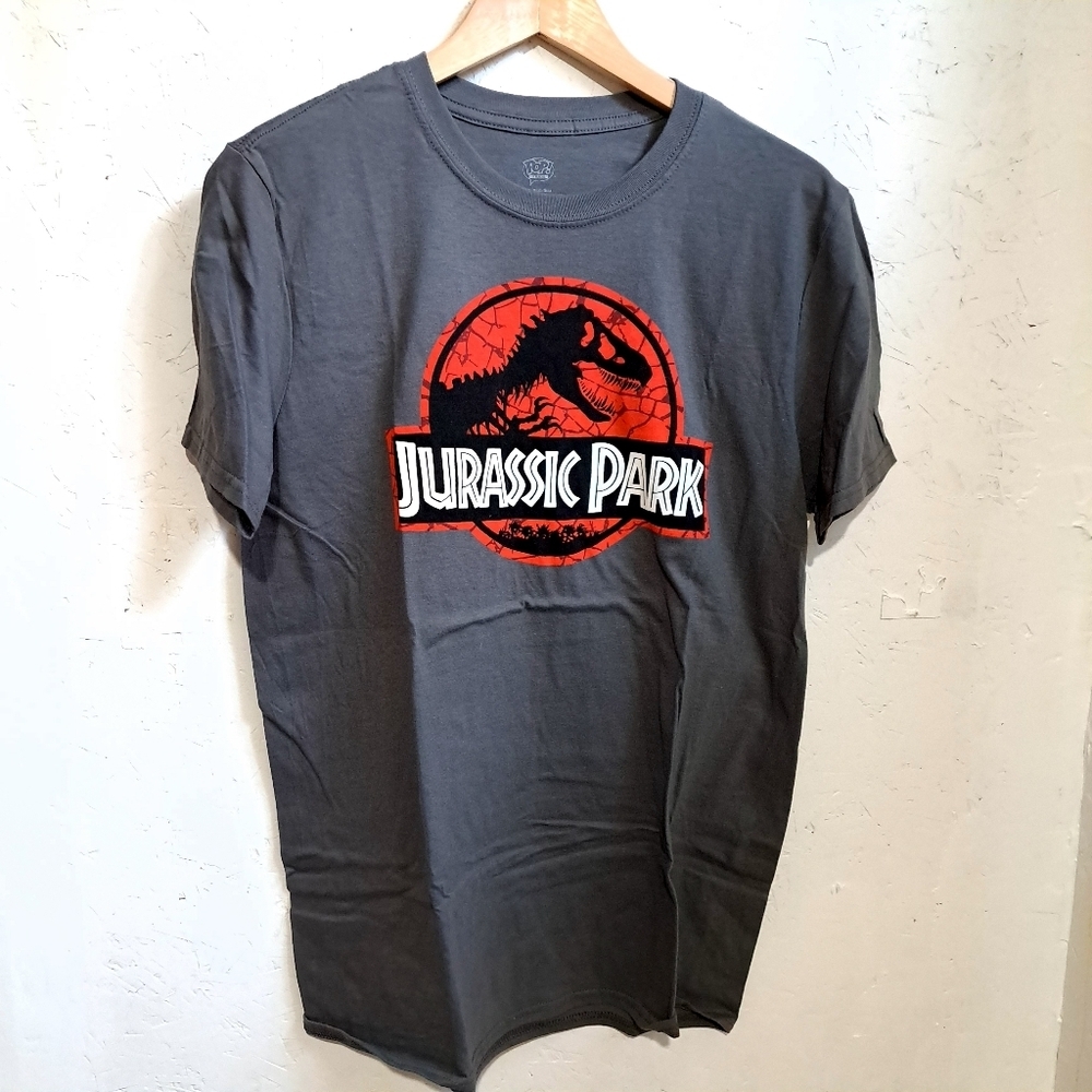 Jurassic Park Graphic T-Shirt - Gray and Red